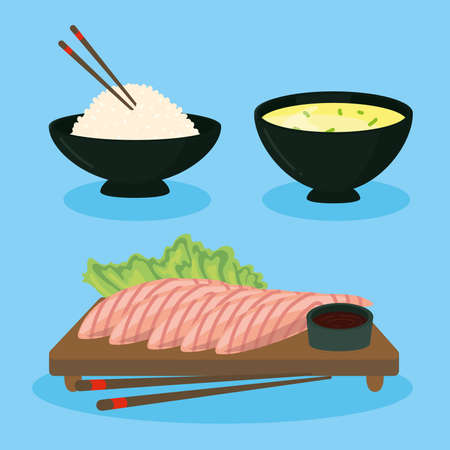 three japanese foodsのイラスト素材