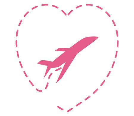 pink airplane and heartのイラスト素材