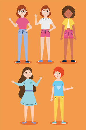 pretty girls icon setのイラスト素材