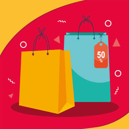 shopping bags illustrationのイラスト素材
