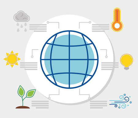 global sphere with weather iconsのイラスト素材