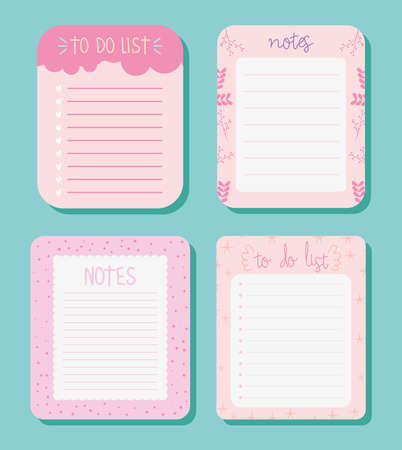 pink notes icon setのイラスト素材