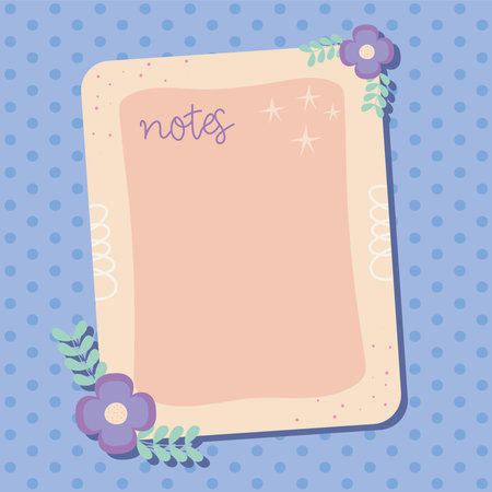 notes page with decorative flowersのイラスト素材