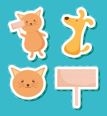 cats and dog setのイラスト素材