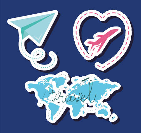 travel airplanes icon setのイラスト素材