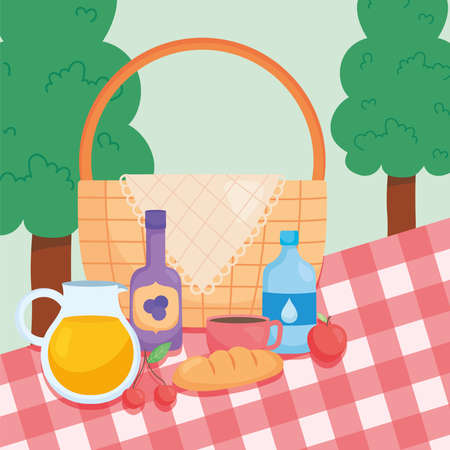 picnic basket illustrationのイラスト素材