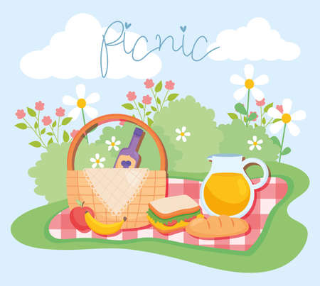 picnic illustration designのイラスト素材