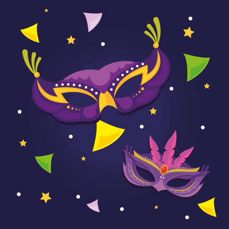 mardi gras masks cardのイラスト素材