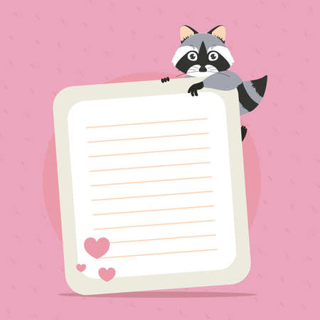 racoon and paper sheetのイラスト素材