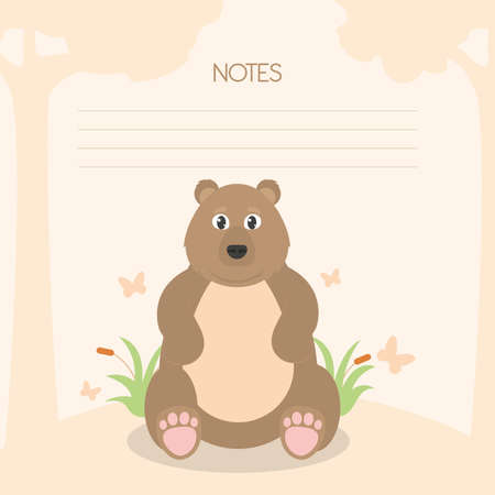 notes poster with bearのイラスト素材