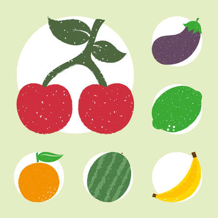 six organic fruitsのイラスト素材
