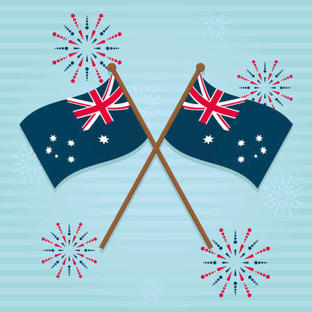australia flags and fireworkのイラスト素材