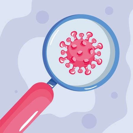 magnifying glass with coronavirusのイラスト素材