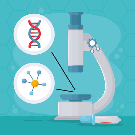 lab design with microscopeのイラスト素材