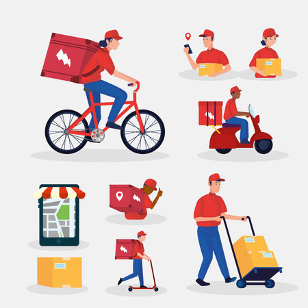 eight delivery itemsのイラスト素材