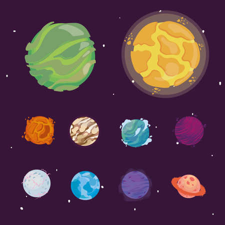 ten colored planetsのイラスト素材