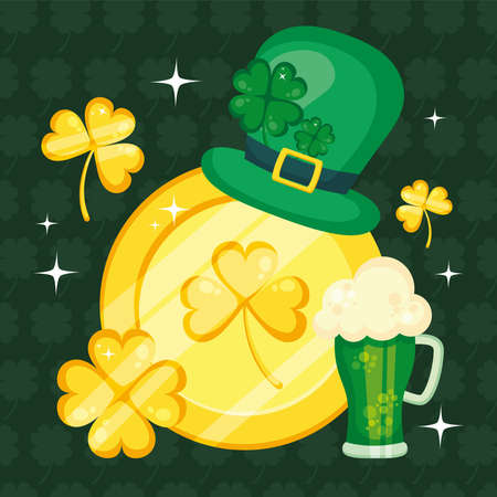 saint patricks day illustration with coin and irish top hatのイラスト素材