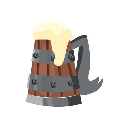 wooden beer mug over whiteのイラスト素材