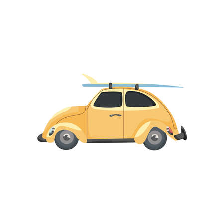 car with surfboardのイラスト素材