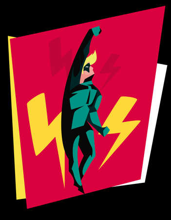 powerful superhero cartel with thundersのイラスト素材