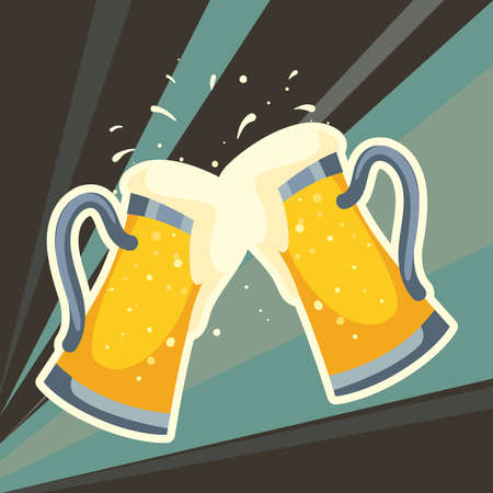 beer mugs cardのイラスト素材
