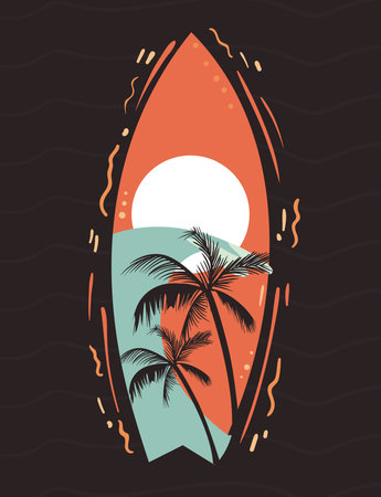beach and sun in surfboard