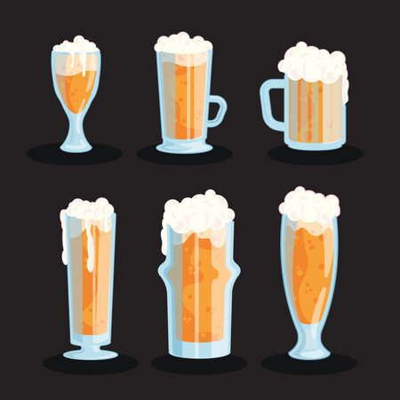nine clear beer mugsのイラスト素材
