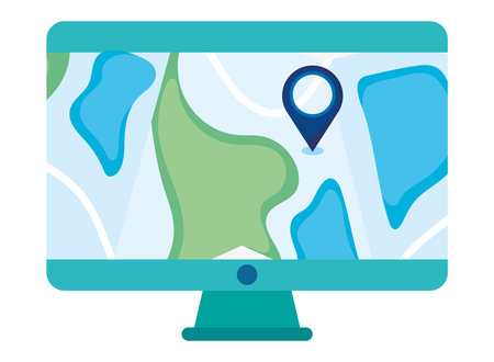 computer with map