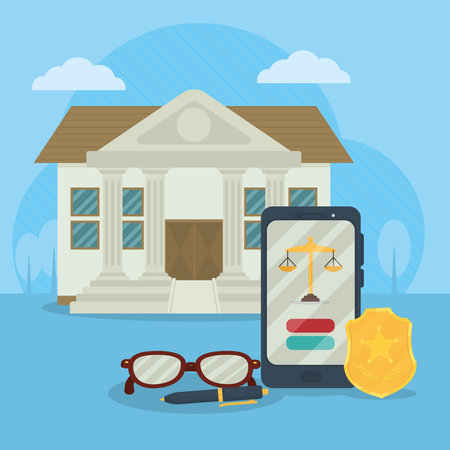 law and courthouse illustrationのイラスト素材