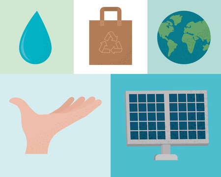 ecology and sustainable setのイラスト素材