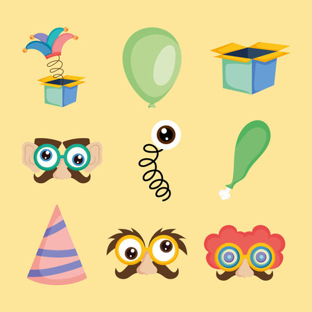 fools day icons setのイラスト素材