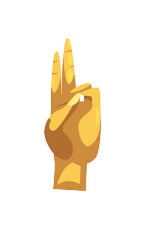 flat golden buddha handのイラスト素材