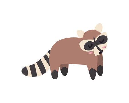 brown raccoon doodleのイラスト素材