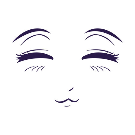 smiling manga faceのイラスト素材