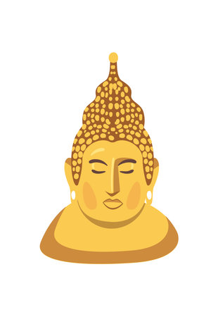 flat golden buddha faceのイラスト素材
