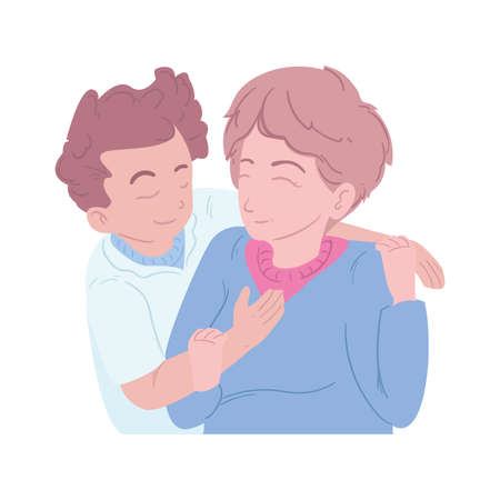 mom hugging her sonのイラスト素材