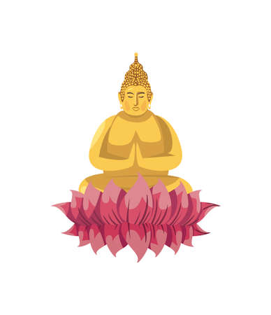 flat golden buddha illustrationのイラスト素材