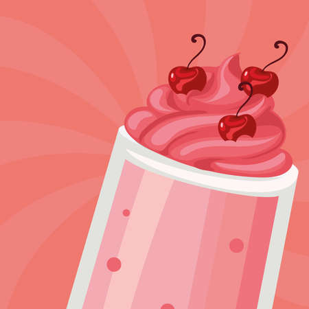cherry milkshake cardのイラスト素材