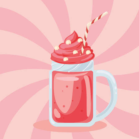 cherry milkshake cardのイラスト素材