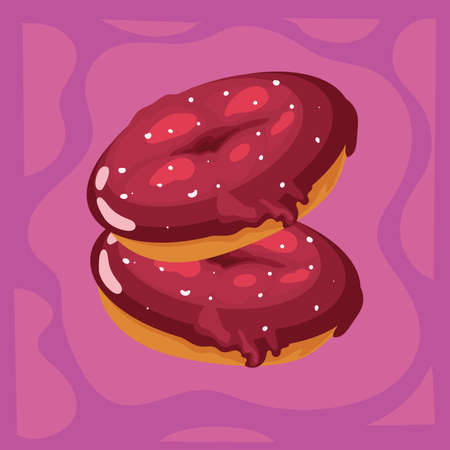 pink glazed donutsのイラスト素材