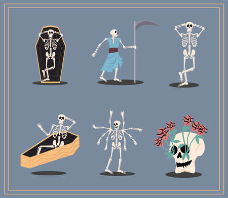 six skeletons illustrationsのイラスト素材