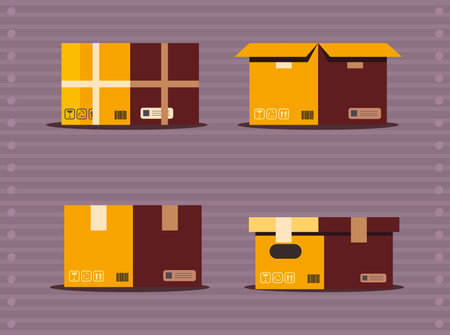 four delivery boxesのイラスト素材