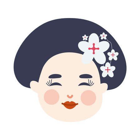 geisha woman faceのイラスト素材