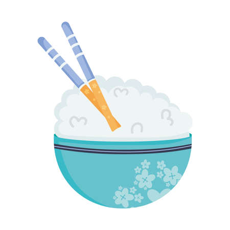 rice bowl and chopsticksのイラスト素材