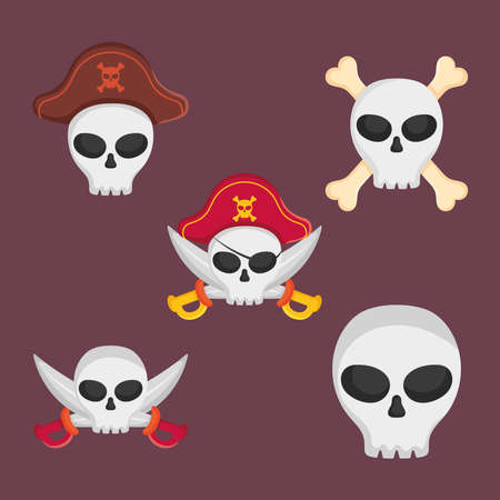 pirate skulls icon setのイラスト素材
