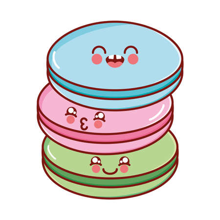 kawaii macarons iconのイラスト素材