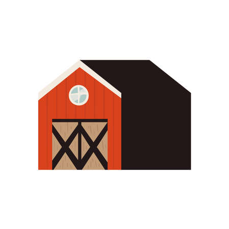 flat red barn designのイラスト素材