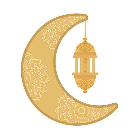 moon with islamic lanternのイラスト素材