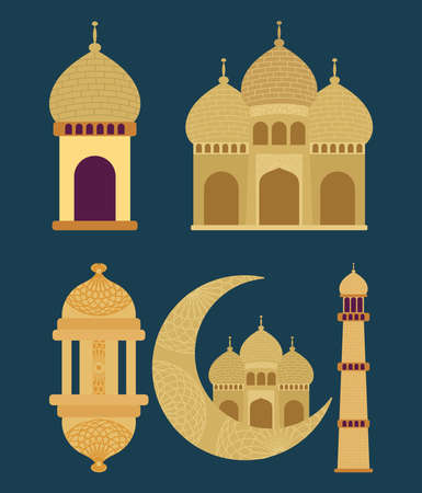 eid mubarak iconsのイラスト素材