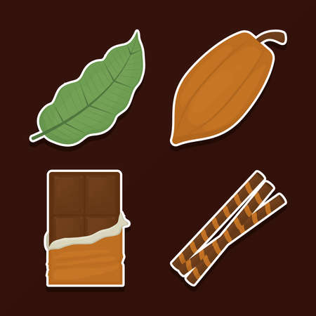 cocoa and chocolate setのイラスト素材